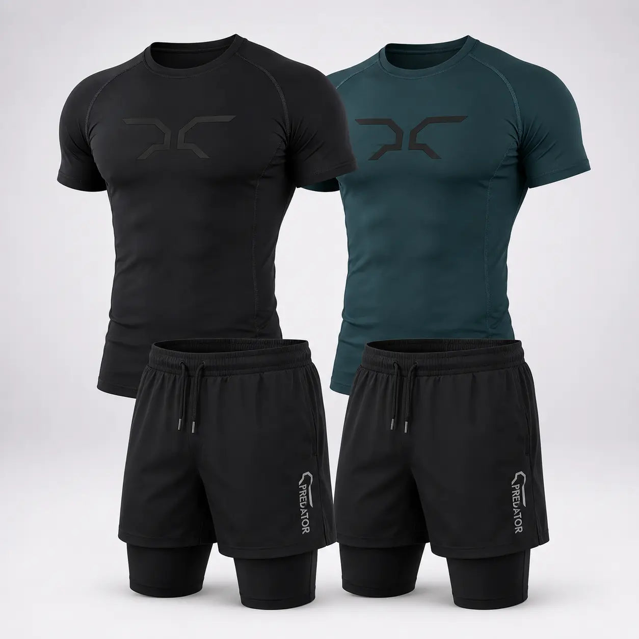 Gym Partners Pack: 2 Compression T-Shirts + 2 Shorts
